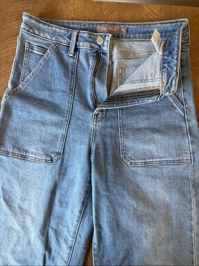 Just USA Light Blue Straight Leg Jeans with Front Patch Pockets